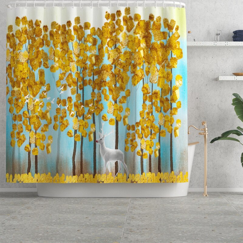 Cartoon Dier Gedrukt Tapijt Mat Voor Badkamer Badmat En Douchegordijn Set Toilet Seat Cover Mat Badmat Met gordijn Set: Shower Curtain-690