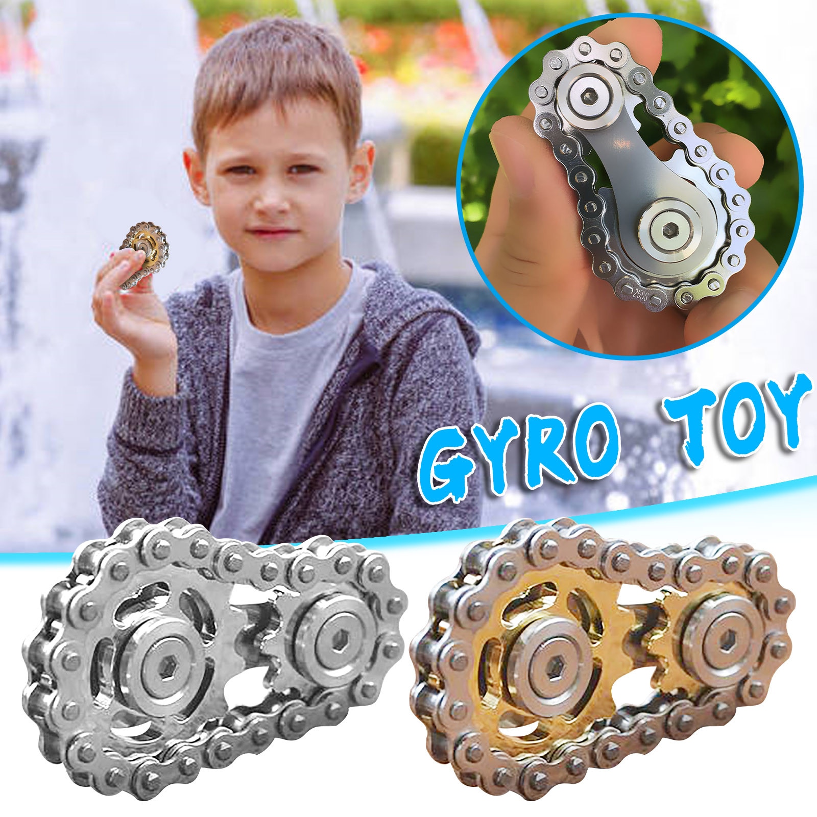 Sprockets Flywheel Fingertip Gyro Sprockets Chains Edc Metal Toy Gear Chain Gyro Sproket Roadbike Spinner Lots Style