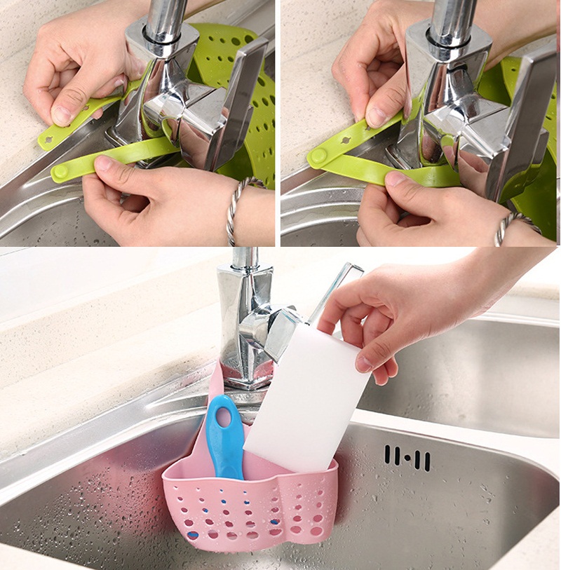 Portable Kitchen Basket Home Hanging Drain Bag Basket Bath Storage Tool Sink Holder Kitchen Acessory
