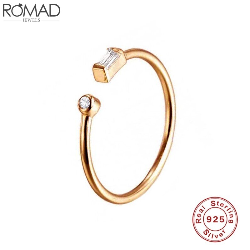 Dainty anéis de prata esterlina 925, dourado ajustável, dedo, anéis, menina, anéis geométricos, anéis de zircônia cúbica feminino, 5: shape 2