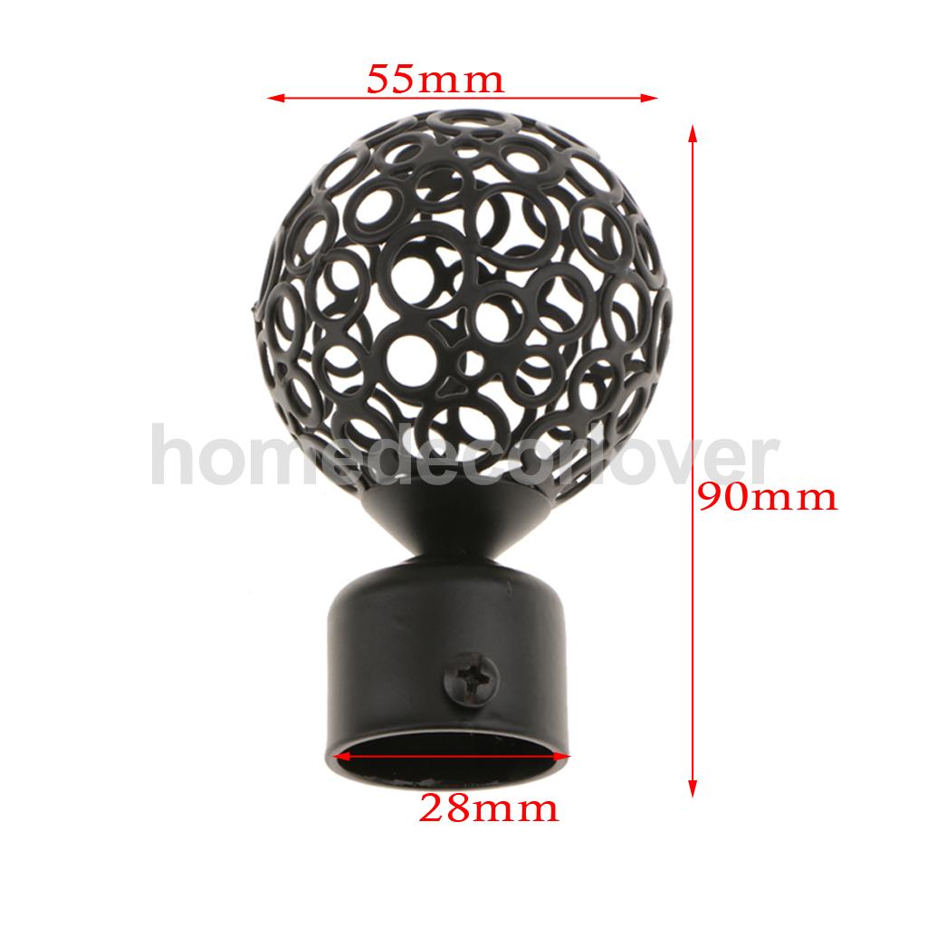 2Pcs Window Curtain Rod Drapery Pole Finals Decorative Heads Cap 28mm Inner Diameter