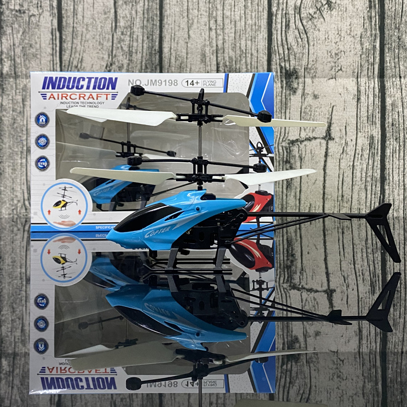 Vliegende Vliegtuig Ball Spinner Speelgoed Meisjes Hand Controlled Drone Helicopter 360 ° Roterende Mini Ufo Met Licht Kinderen Verjaardagscadeautjes: Helicopter Blue