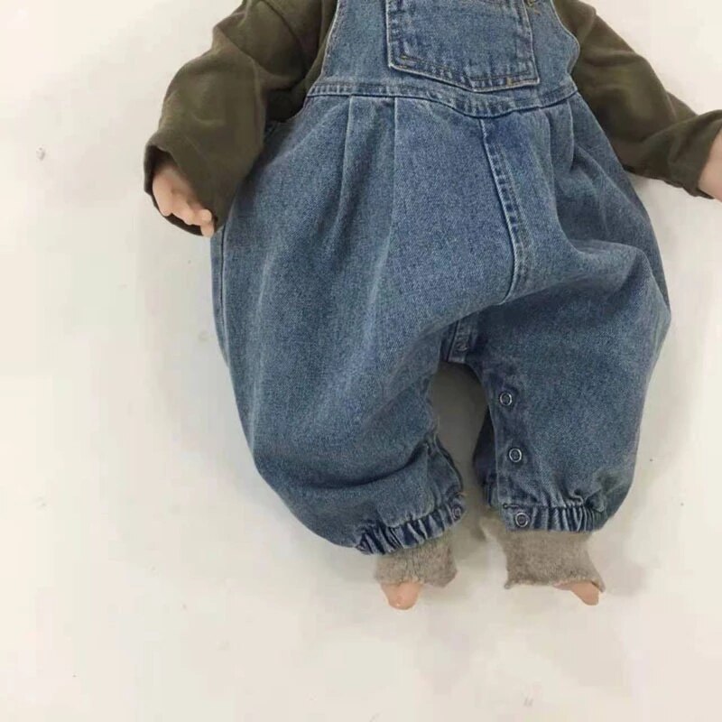 Baby Jongens Denim Overalls Pp Bib Broek Voor Meisjes Mode Grote Pocket Jumpsuit Kids Broeken Peuter Casual Denim Broek