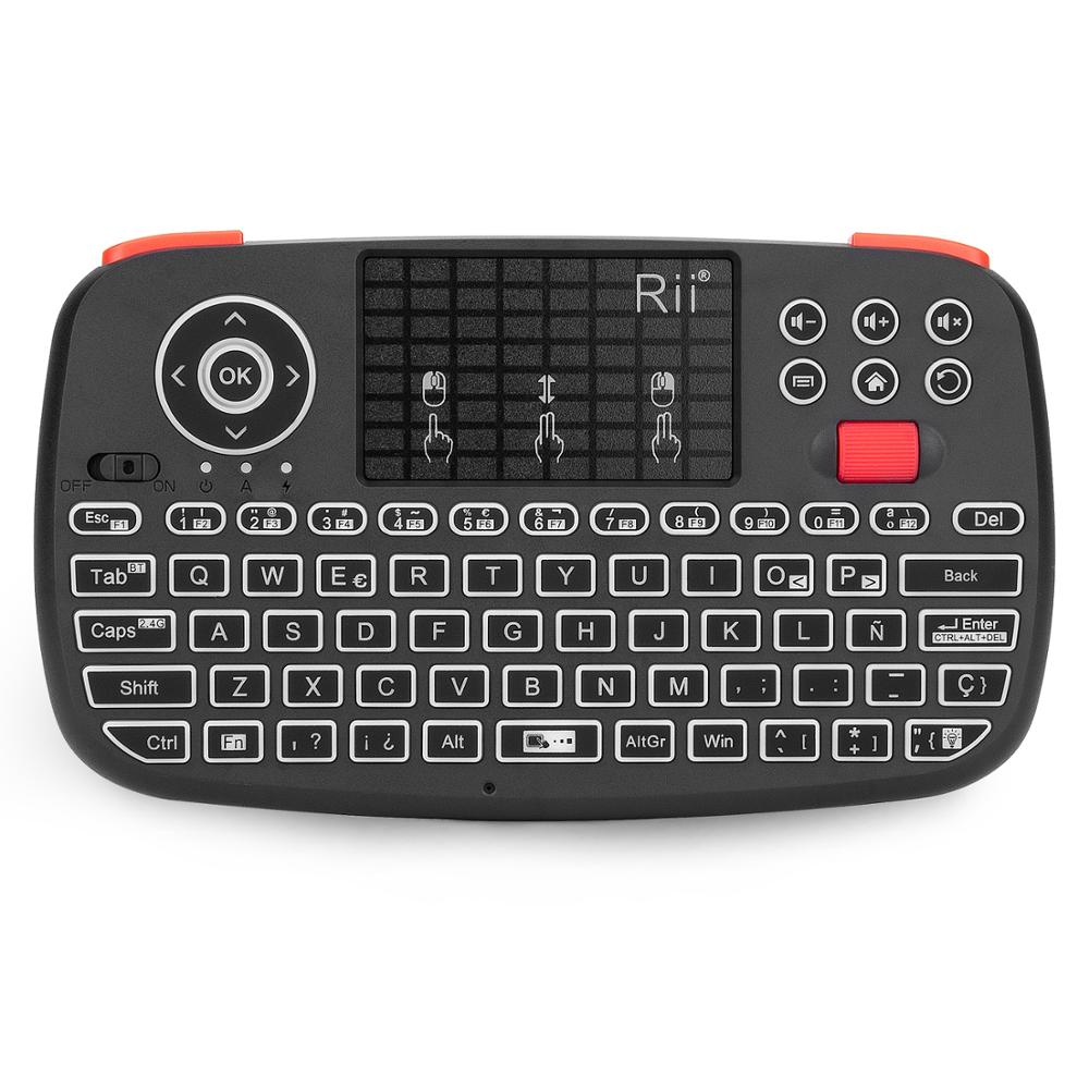 Rii i4 Mini Spaanse Keyboard 2.4G Bluetooth Dual Modi Handheld Toets Backlit Muis Touchpad Afstandsbediening voor TV Box