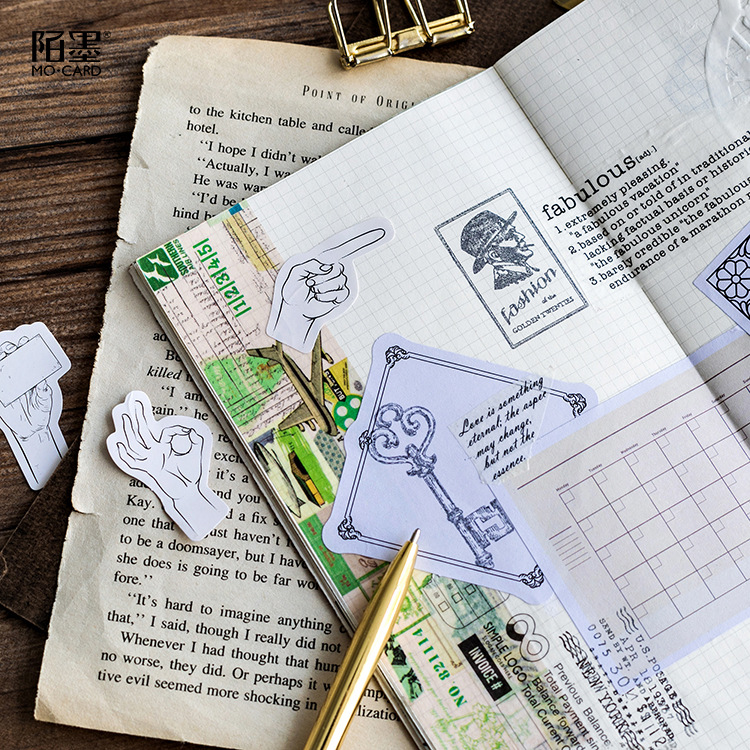 45 Pcs/lot Mini Black And White Gestures Sticker Decoration DIY Scrapbooking Sticker Stationery Kawaii Diary Label Sticker