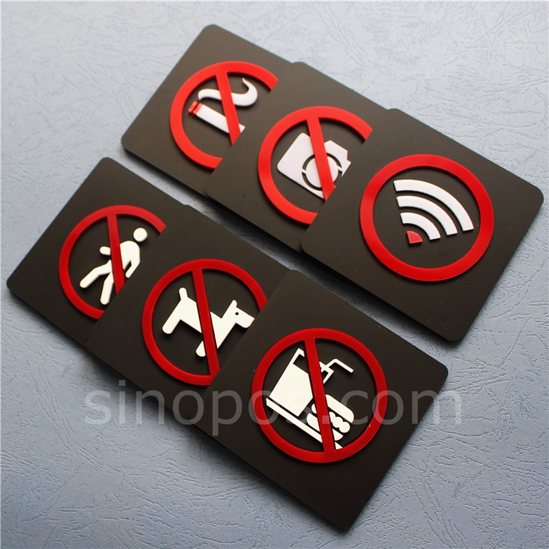 Adhesive No Entry Acrylic Sign, plastic non pedestrians permitted door signage wall window privacy stop caution warning sticker