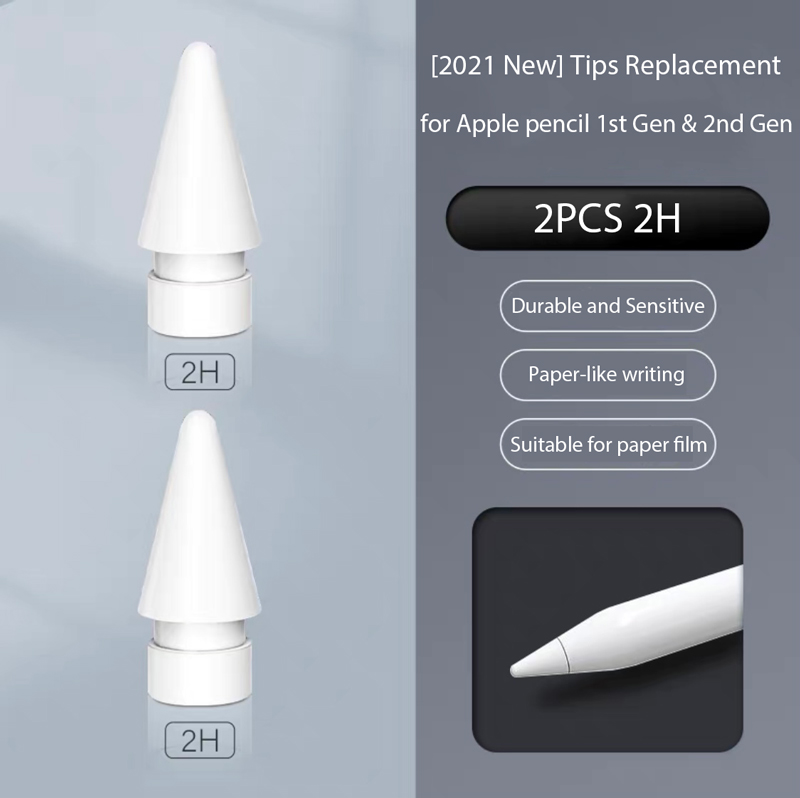 Pencil Tips for Apple Pencil 1 2, Double-Layered Paperfeel Damping Noise Reducing Apple Pencil Nib Replacement 애플펜슬 펜촉: 2PCS 2x2H