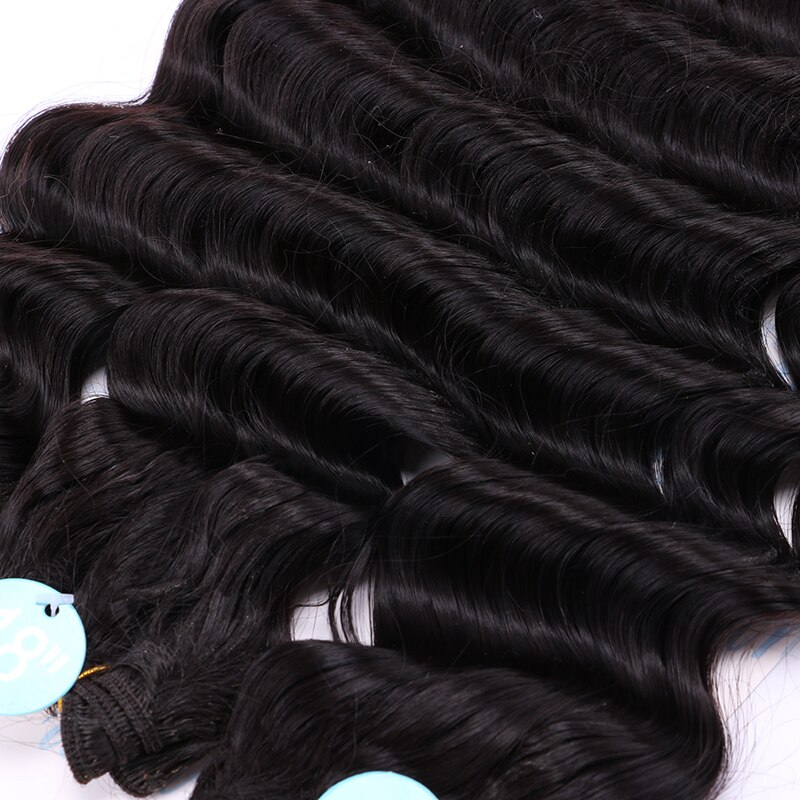Deep Curly Hair Wave Synthetic Hair Heat Resistant loose Deep Wave Hair Bundles Extensions Natural Black Weaving