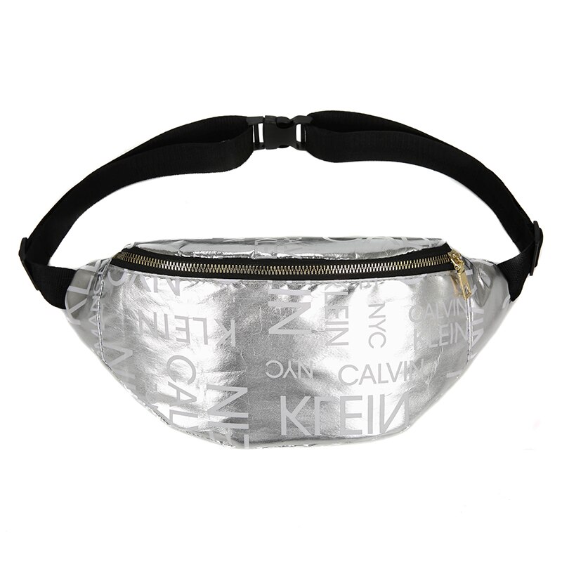 Frauen Männer PU Leder Taille Tasche knapp Drucken fanny Packungen Männer fanny Packungen für Frauen unisex Brust Tasche lässig Taschen: Silber