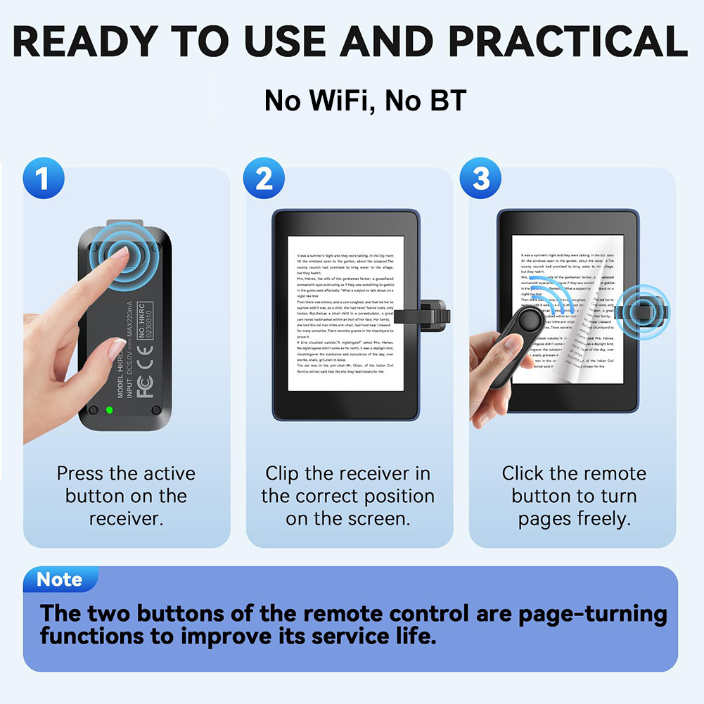 RF Remote Control Page Turner Taking Photo Camera Video Recording Remote Trigger Clicker Page Turner for Kindle Paperwhite