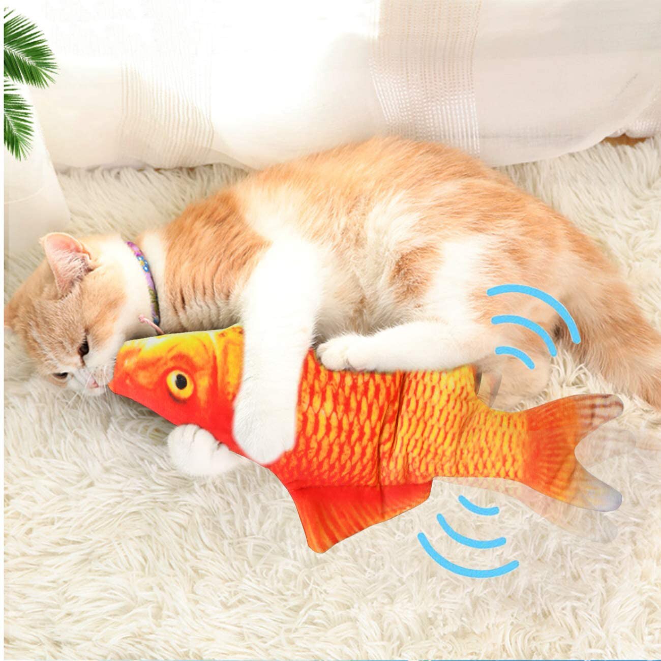 Electric Moving Fish Cat Toy, Realistic Plush Simulation Electric Wagging Fish Cat Toy ,Funny Interactive Pets