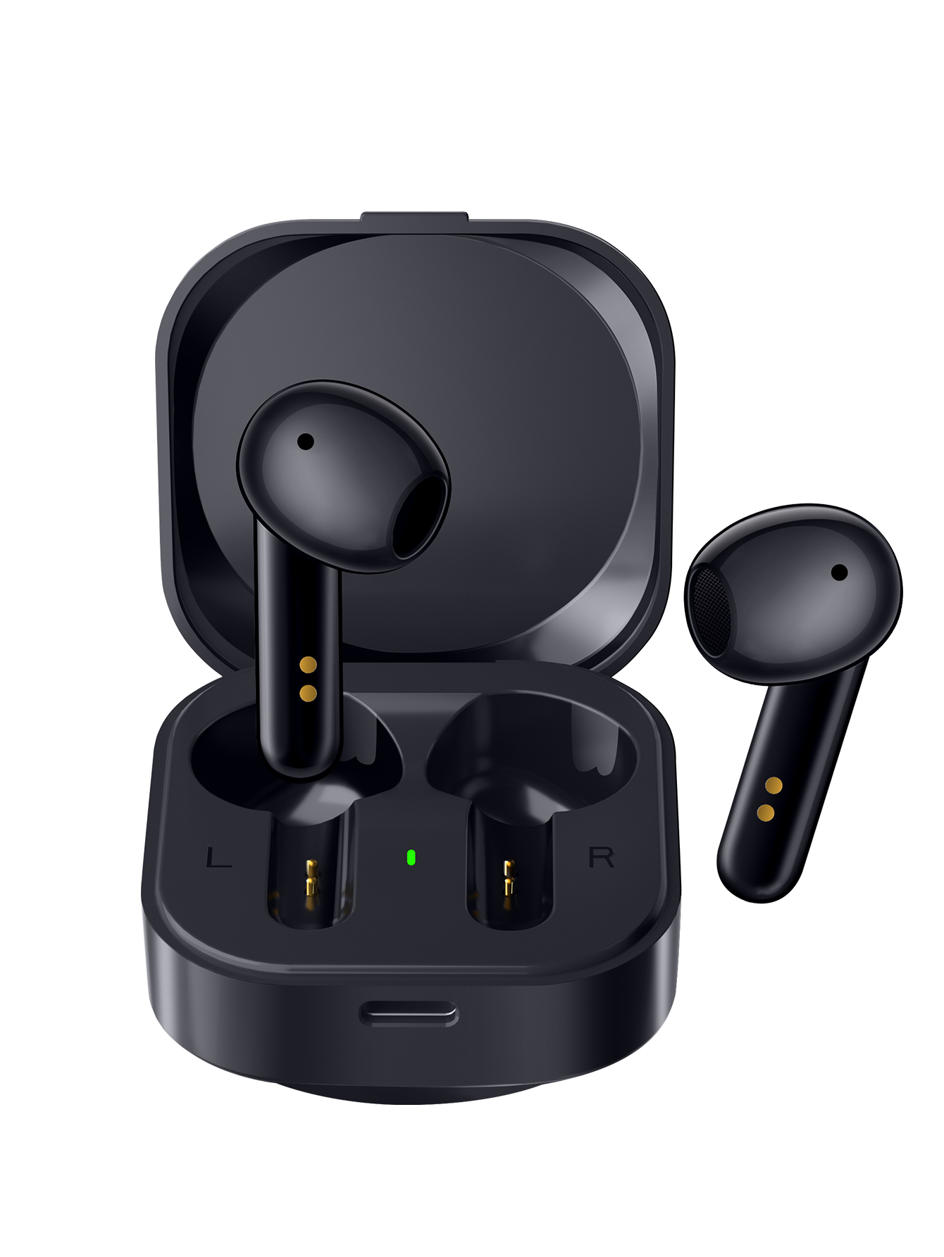 ANC-Kopfhörer, Bluetooth 5.3, aktive Geräuschunterdrückung, 28 dB, kabelloser Kopfhörer, Schnelllade-Ohrhörer, 0,068 Zoll niedrige Latenz: Black