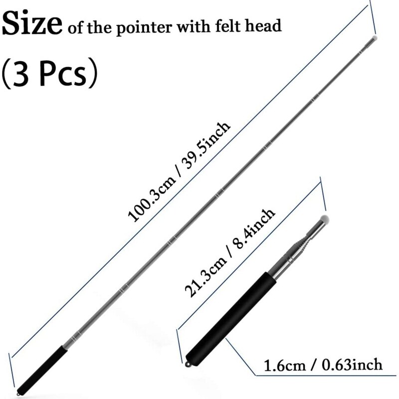 4 Pcs Telescoping Teacher Pointer Stick Extendable Pointer for Classroom Electronic Whiteboard Collapsable Kids