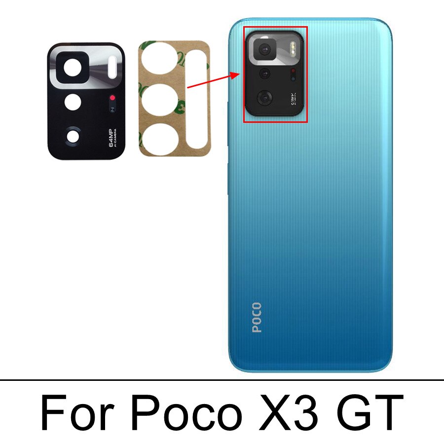 Back Rear Camera Glass For Xiaomi POCO M4 Pro M3 F1 F2 F3 X3 NFC F4 GT X4 Pro 5G Main Camera Lens Cover Replacement+Adhesive