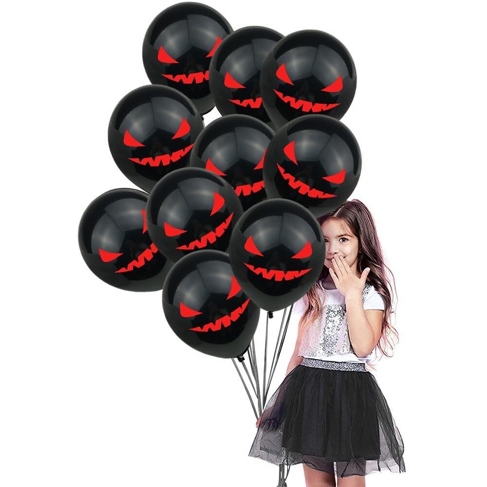 10 unids/set de globos de Serie de Halloween con letras negras sangrientas impresas, Calaveras, estampado a mano, globos para decoración de Halloween, sangre P Q0C4