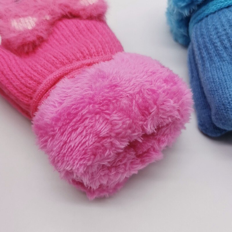 Baby Nette Bär Handschuhe Hängen Hals Winter Stricken Wolle Neugeborenen Fäustlinge Samt Dicke Kinder kinder Halten Finger Warme 4-7 jahre Neue