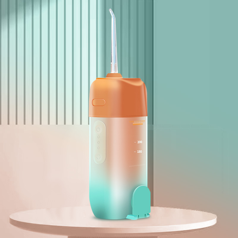 Irrigateur buccal portable aste par USB, hydropulseur dentaire, jet d'eau, cure-dents, 4 embouts, 200ml, machine à laver la bouche: orange