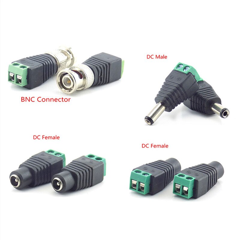 1/2/10 stk 12v dc han dc hun stik bnc stik stik cctv dc strømkabel 2.1 x 5.5mm han bnc adapter til led strip lys