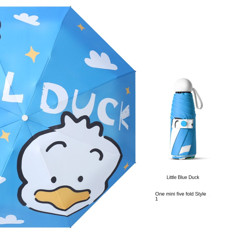 Mini Paraguas portátil para mujer, sombrilla pequeña de bolsillo, Anti UV de sol, luz de lluvia de viaje, Paraguas plegable bonito para niño y niña: Azul