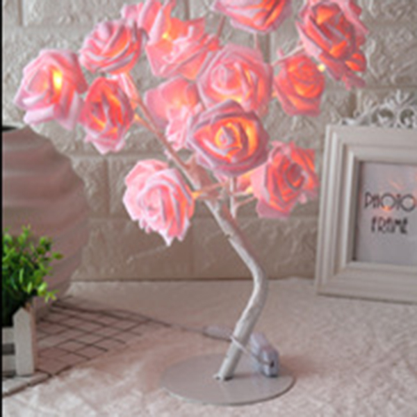 Lámpara de mesa con forma de rosa con flores y árbol de rosas para sala de estar y dormitorio SKD88: 1