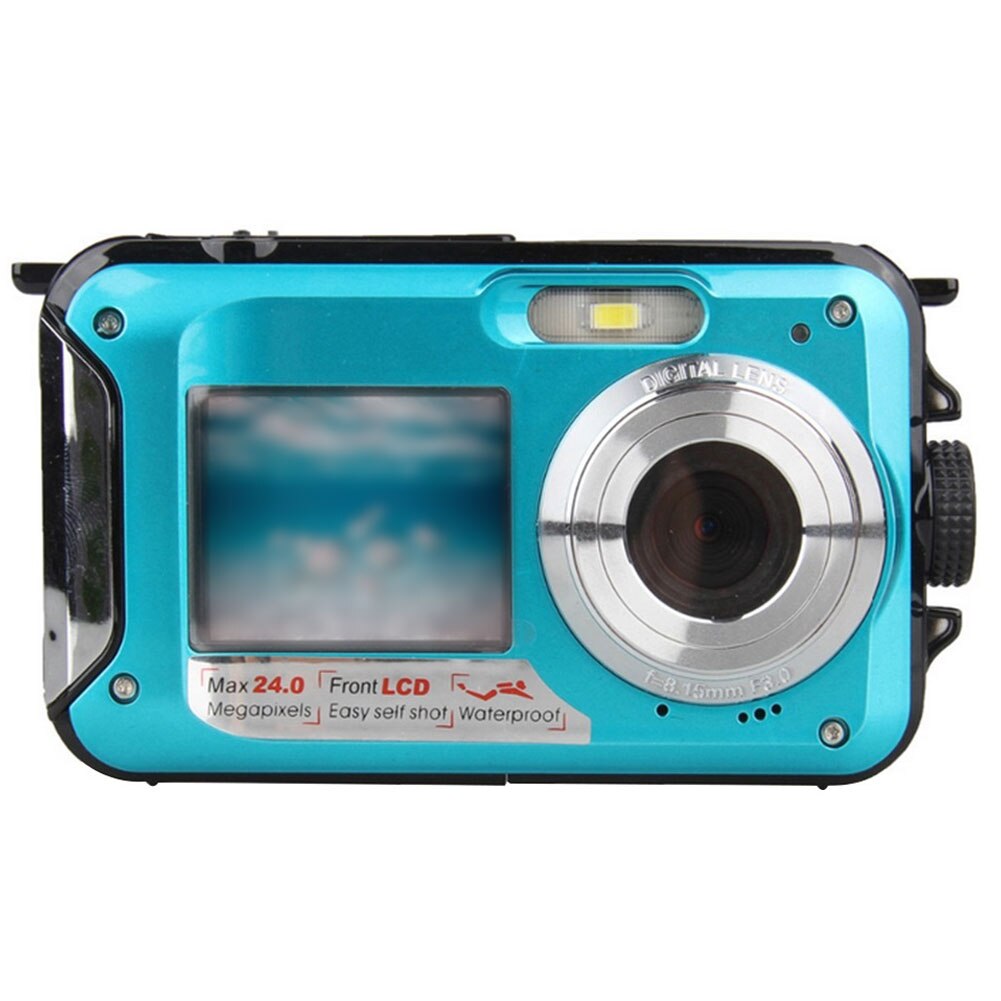 Digital Camera Underwater Camera 48MP Waterproof Camera With Dual Screen For Snorkeling Swimming Surfing Drifting 1080p: Blue