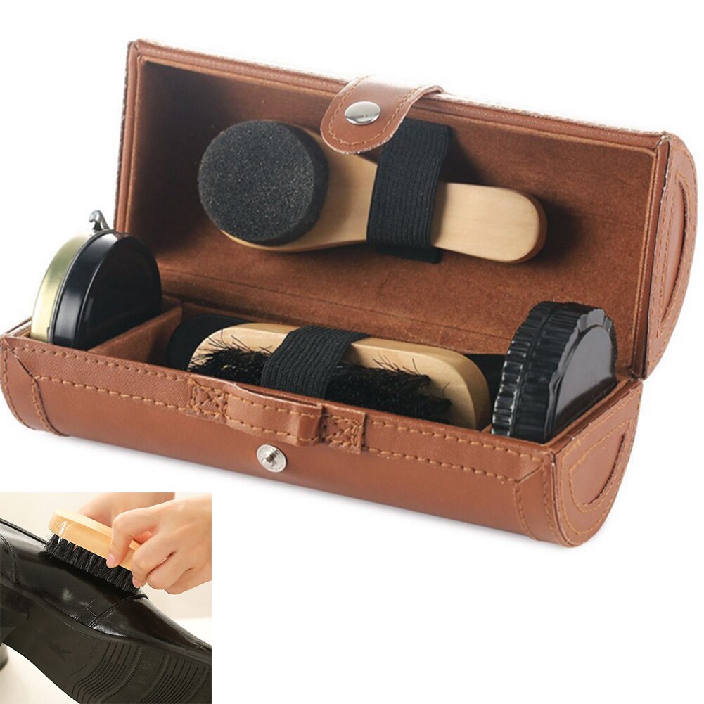 6pcs Leather Care Shoehorn Shine Cloth Practical Bags Tools Boots Home Sofa Polish Brush Shoes Cleaning Kit Sneakers Car Seat