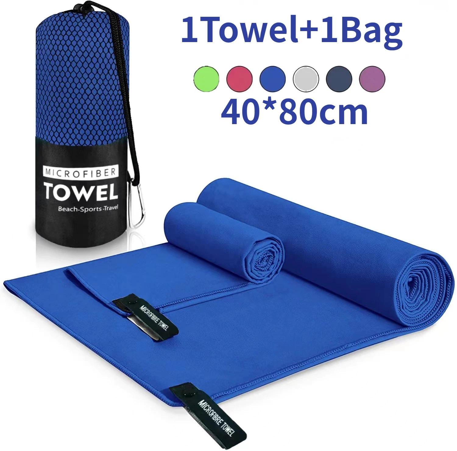 1 PC Sport Microfiber Sneldrogende Zakhanddoek Draagbare Ultralight Absorberende Handdoek Voor Zwembad Gym Fitness Yoga Strandlaken: Zilver