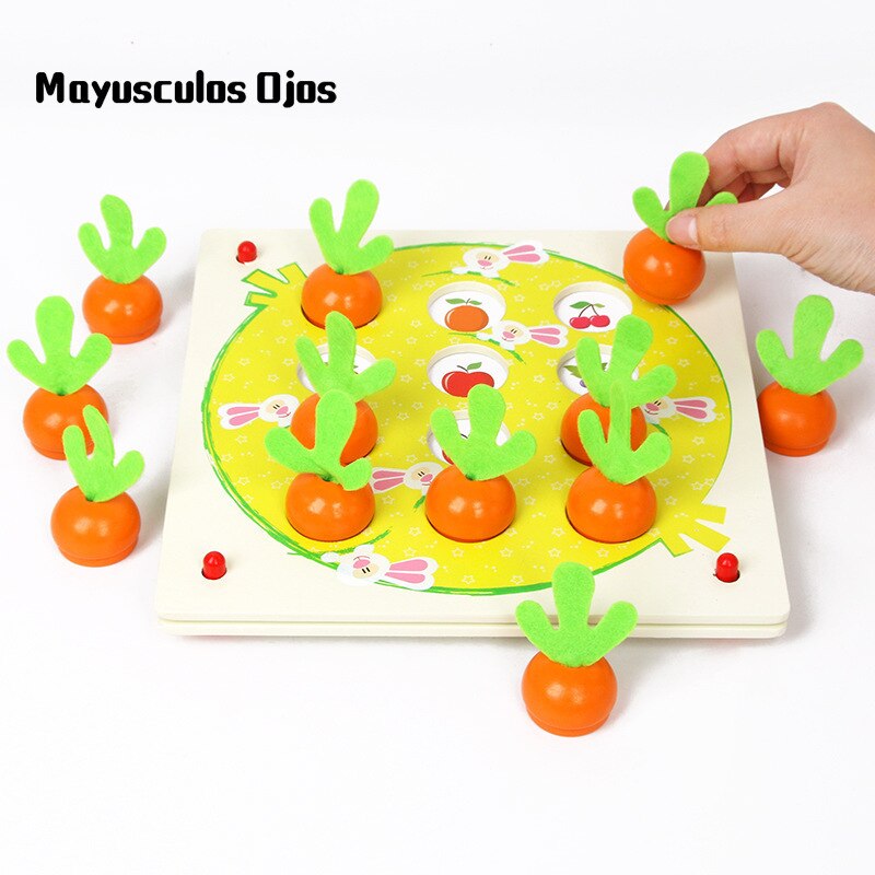 1PC Wooden Radish Chess Parent-child Interaction Board Game Children Early Education Intellectual Development Training Brain Toy