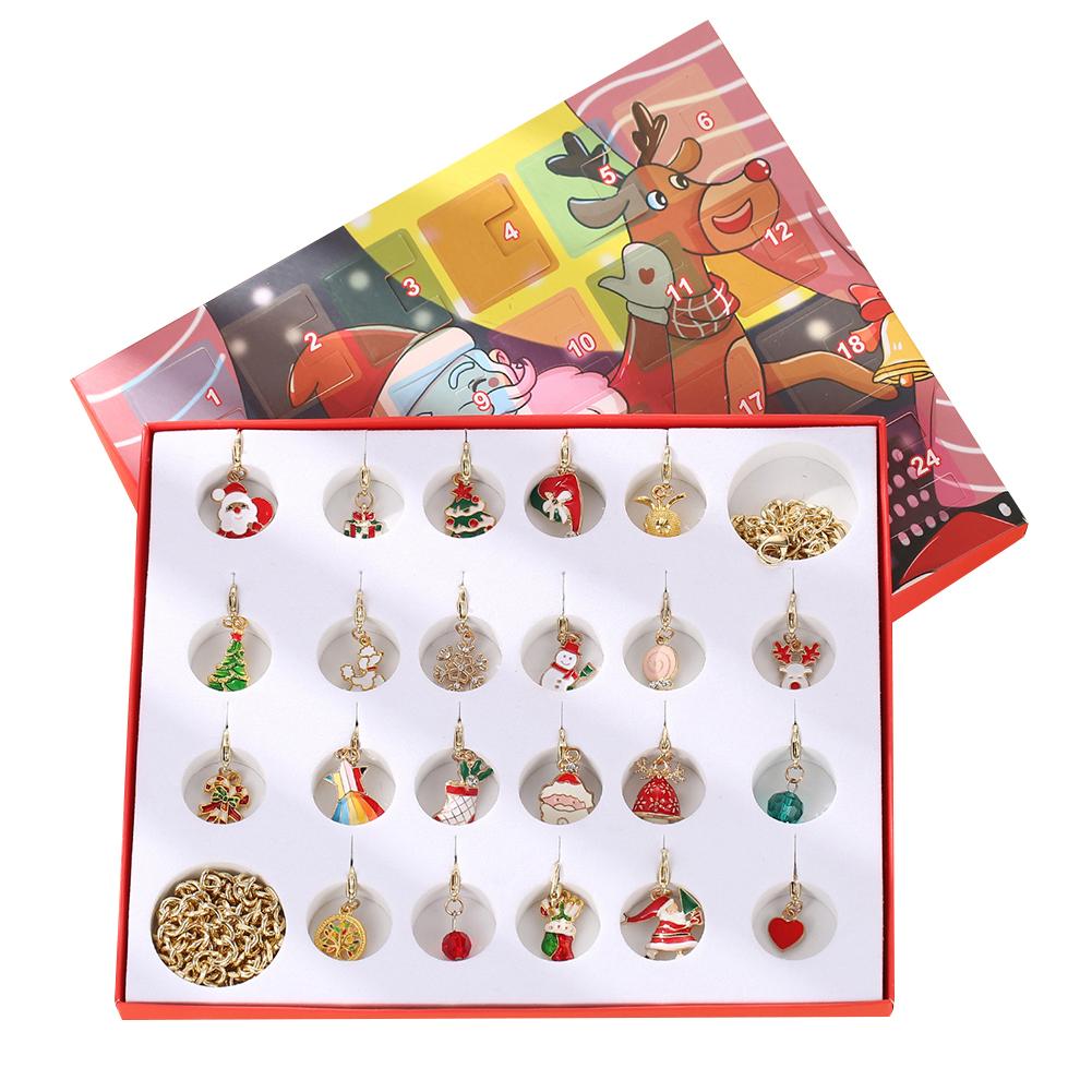 Christmas Christmas Ornaments Countdown Calendar Box Advent Golden Bracelet Necklace Accessory Set Children's Box: 01