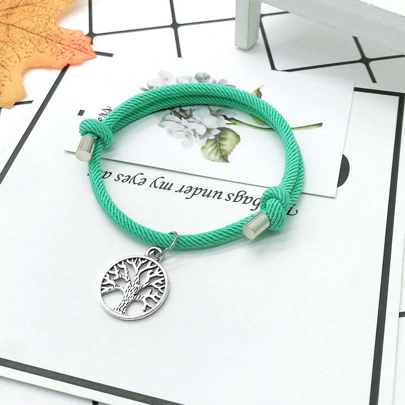 Moda pleciona lina drzewo życia uroku bransoletki mężczyźni kobiety Handmade regulowana czerwona nić bransoletka para Braclet prezent dla najlepszego przyjaciela: green