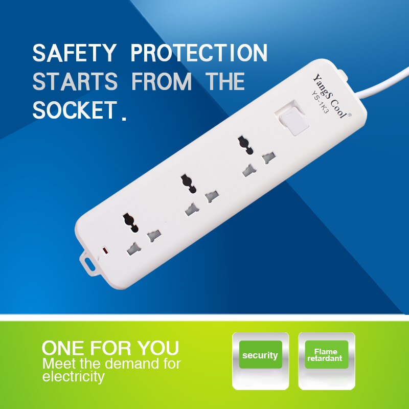 Universal Standard Plug Home USB extension lead power strip, 3 way socket,Board Strips Outlet socket, 2M, 2500W, UK EU US Plug