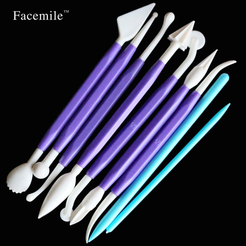 9 stks Plastic Bakken Craft Tool Sugarcraft Fondant Gebak Carving Cutter Chocolade Decorating Bloem Klei Modellering 03112