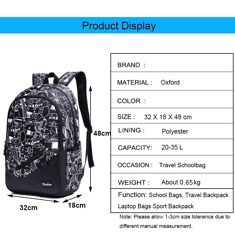 Waterdichte Oxford Fabricschool Rugzakken Voor Jongens Print Schooltassen Voor Meisjes 17 Inch Laptop Rugzak Voor Tieners Schooltas