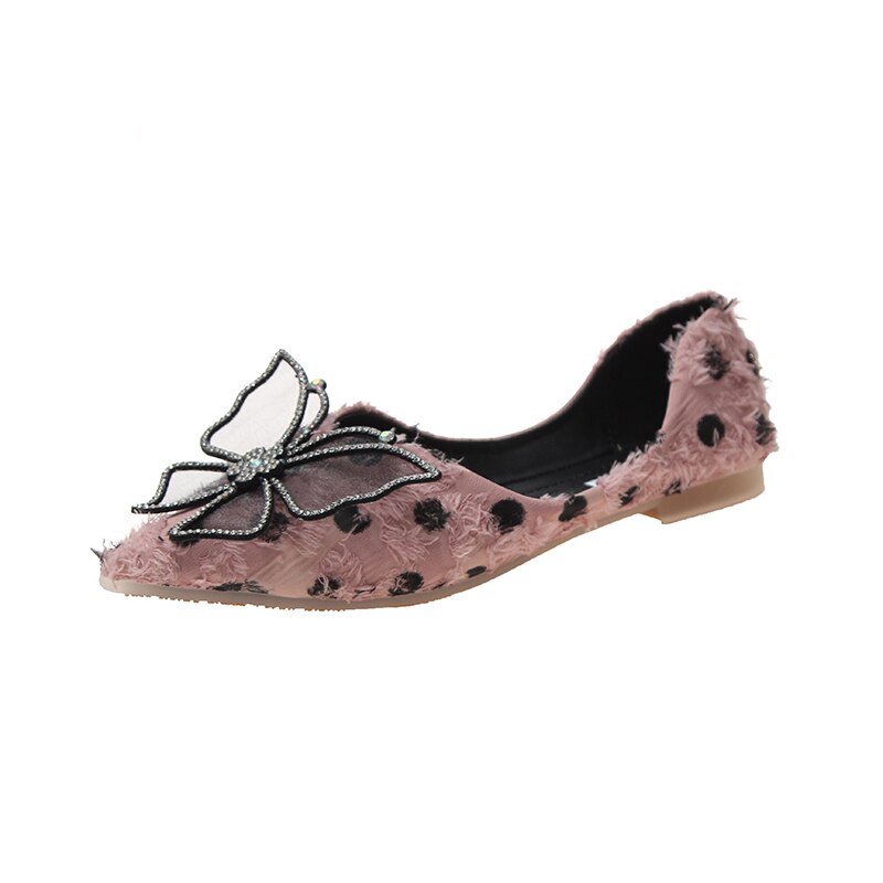 Vlinder Slip Op Loafers Dames Schoenen Comfortabele Rubberen Platte Schoenen Vrouwen Casual Schoenen Rubber Vrouwen Flats Herfst Vrouwen Schoenen: Roze / 6