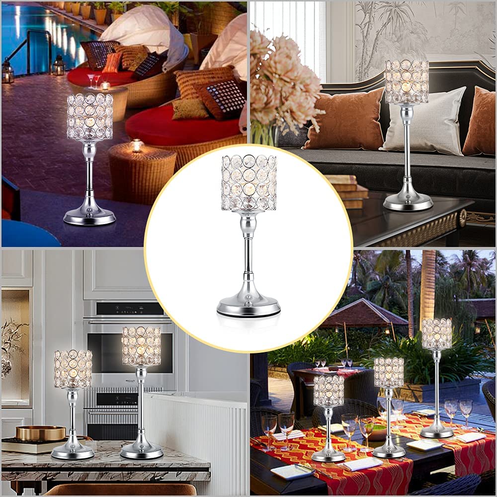 1 stk sølv krystall sylinder lysestaker søyle lysestake holdere for stue bryllup spisebord centerpieces brann