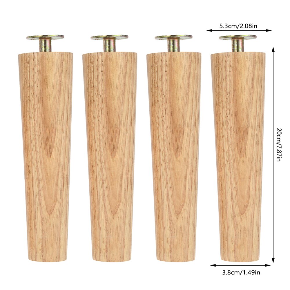 4pcs Furniture Feet Height 8/15/20CM Solid Wood Furniture Leg Inclined Cone Bed Cabinet Table Sofa Legs Chair Replacement Feet: Style2 X 20cm