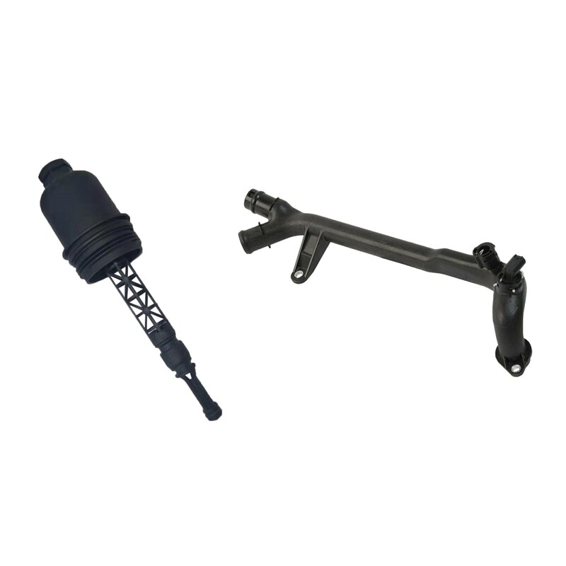 Oil Filters Housing, Engine Oil Filters Housing Cap Cover Assembly with Water Pipe Oil Cooler to Cylinder Head: Default Title