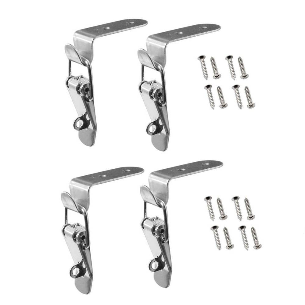 4pc 90 Degree Hook Lock Bolt Stainless Steel Safety Angle Locking Latch Buckle Loaded Toggle Latch for Door Toolbox Windows Case: PURPLE