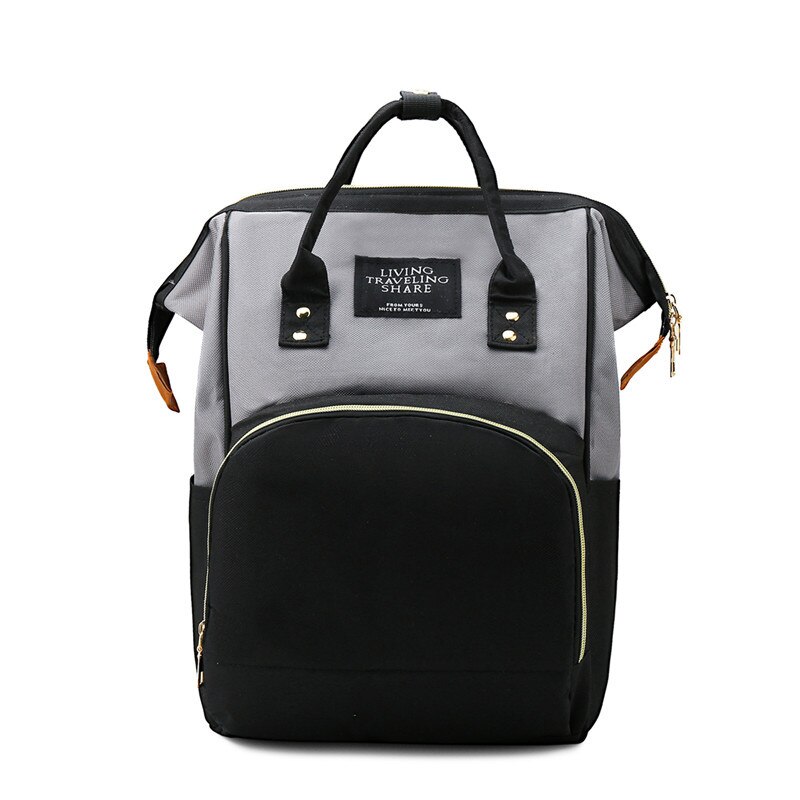 Contrast Kleur Luiertas Lichtgewicht Multi-Functionele Grote Capaciteit Hand Mother 'S Bag Zwangere Vrouwen Mama Zak Zuigeling: Black and Gray Mixed Colors