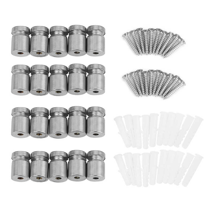 Standoff Pin 20pcs *20mm Stainless Steel SS304 Standoff Advertise Fixing Pin Sign Mounting Hardware embedded nuts Standoff