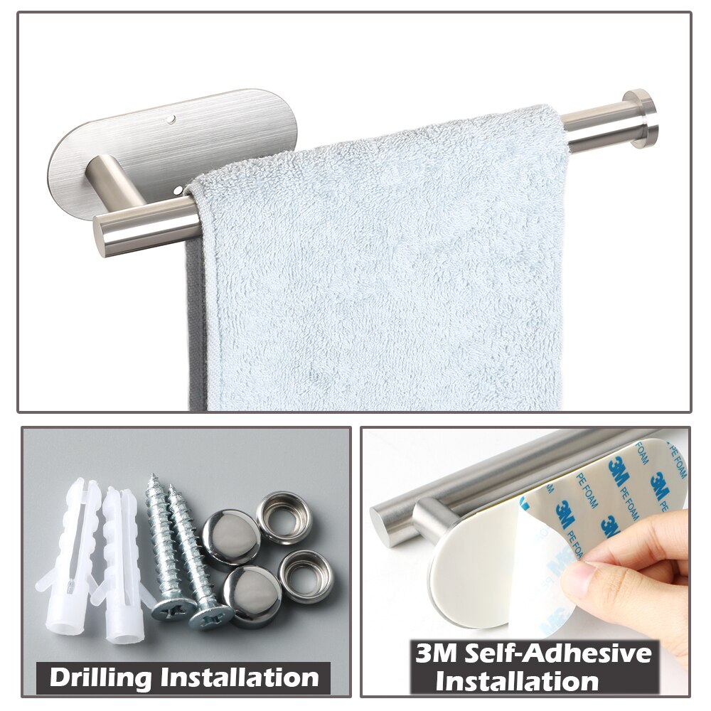 Alise uchwyt na ręcznik łazienkowy ze stali nierdzewnej haki na ręczniki naścienne matowy czarny 3M samoprzylepny stojak na papier toaletowy