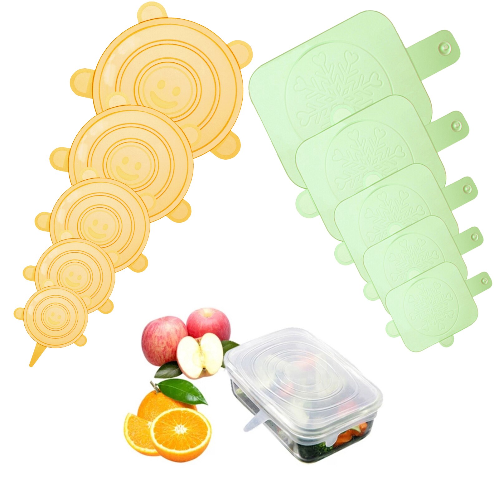 Couvercles alimentaires extensibles en Silicone, Pack de 10, sans BPA, réutilisables, durables, pour le stockage des aliments, pour bols, blanc, violet: orange and green