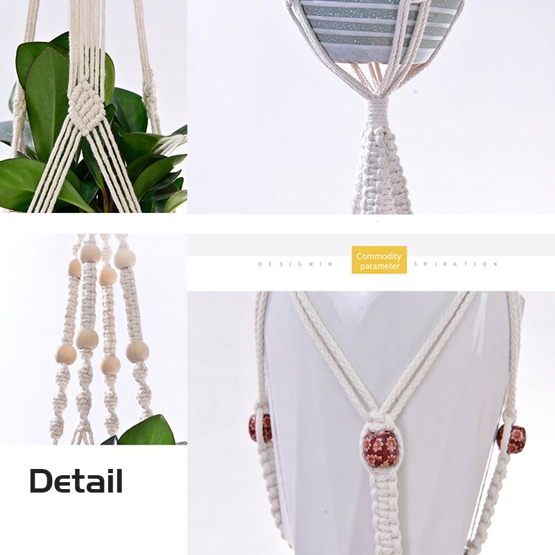 Opknoping Mand Geknoopt Macrame Plant Hanger Cottonflower Mand Lifting Touw Opknoping Mand Bloempot Houder Balkon Tuin Decoratie