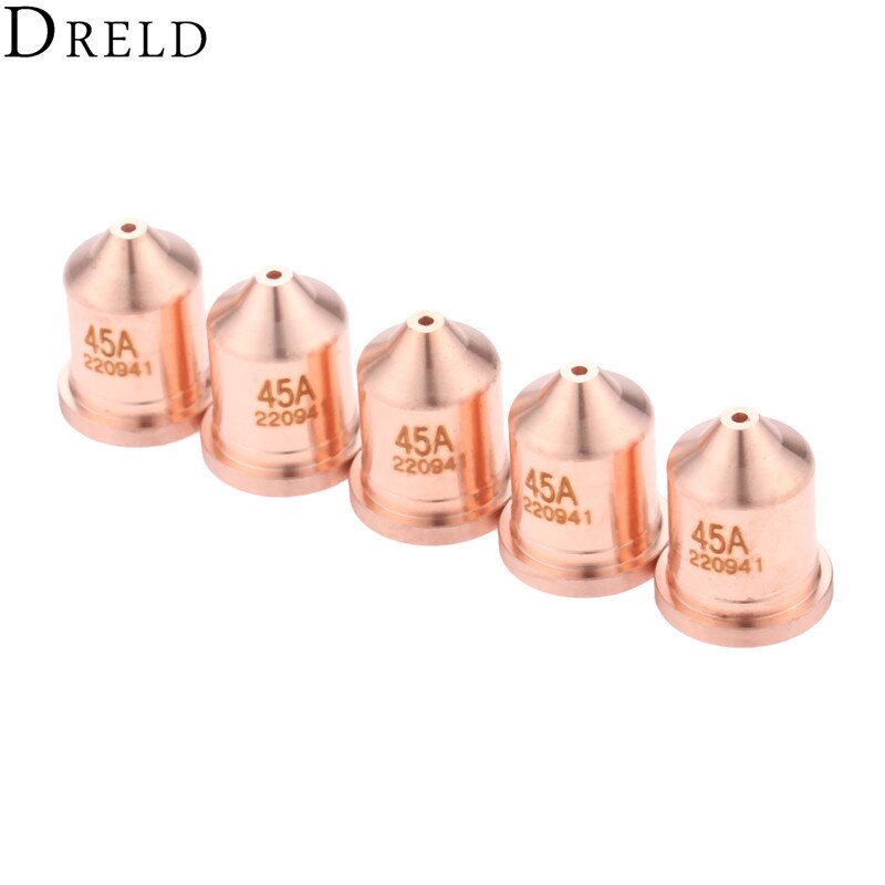 DRELD 5pcs 45A Plasma Nozzle 220941 for Plasma Cutting Torch Consumables Drag-cut/ Mechanized/Unshielded Processes
