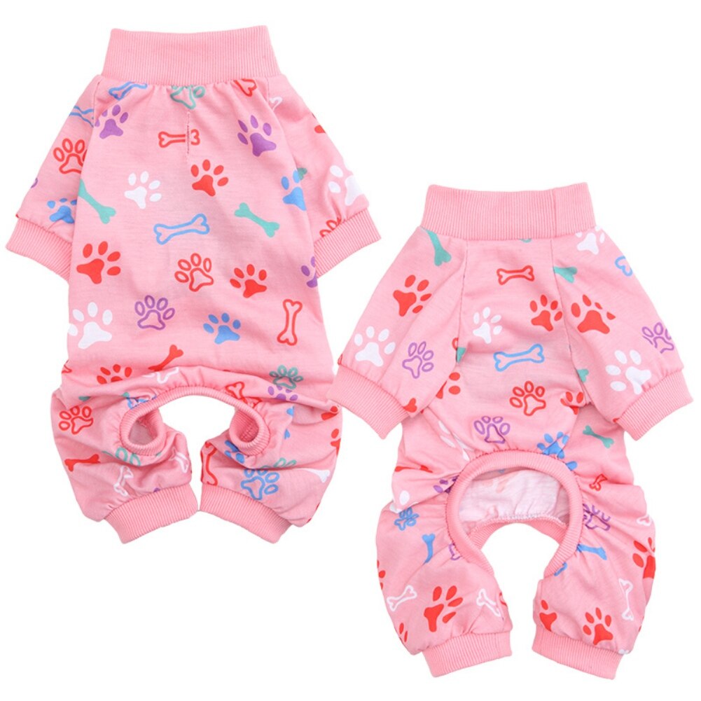 Primavera outono cachorro macacões pegadas imprimir animal de estimação traje roupas para filhote de cachorro gatinho macio respirável roupas suprimentos: Orange / M