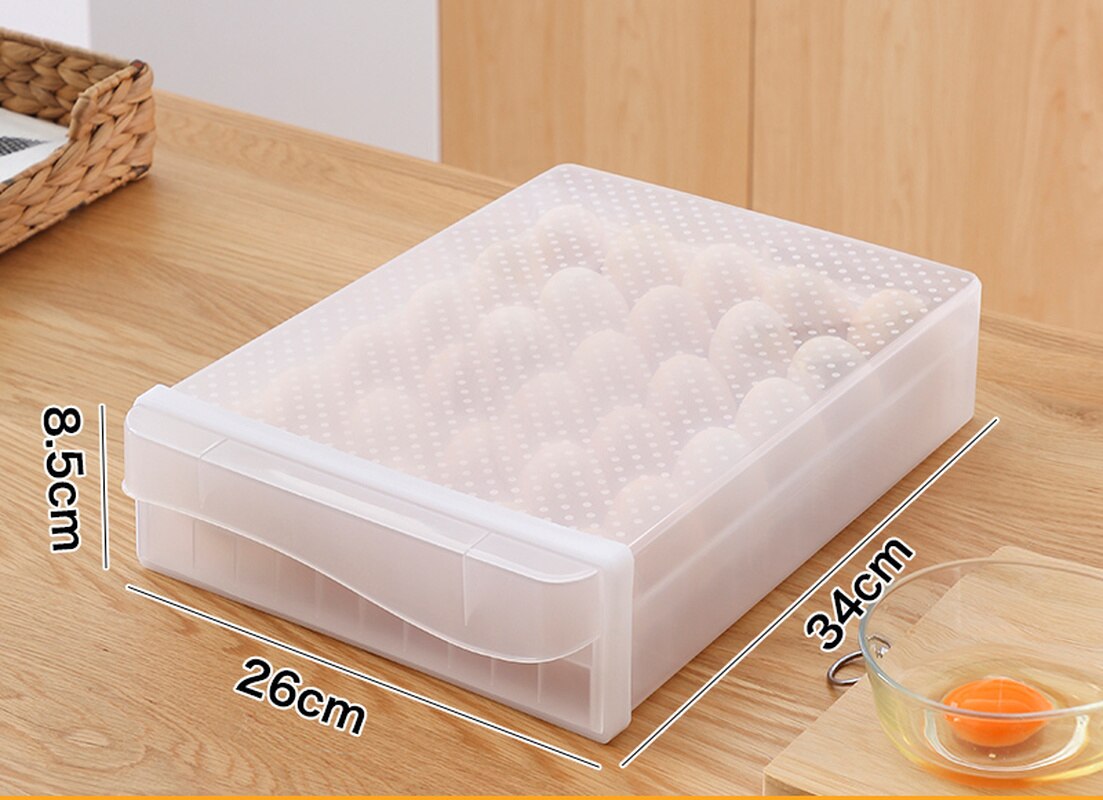 Boîte De Rangement Œufs Tiroir Transparent - 14 Œufs Avec Glissières Et Poignées - Idéale Réfrigérateur Cuisine