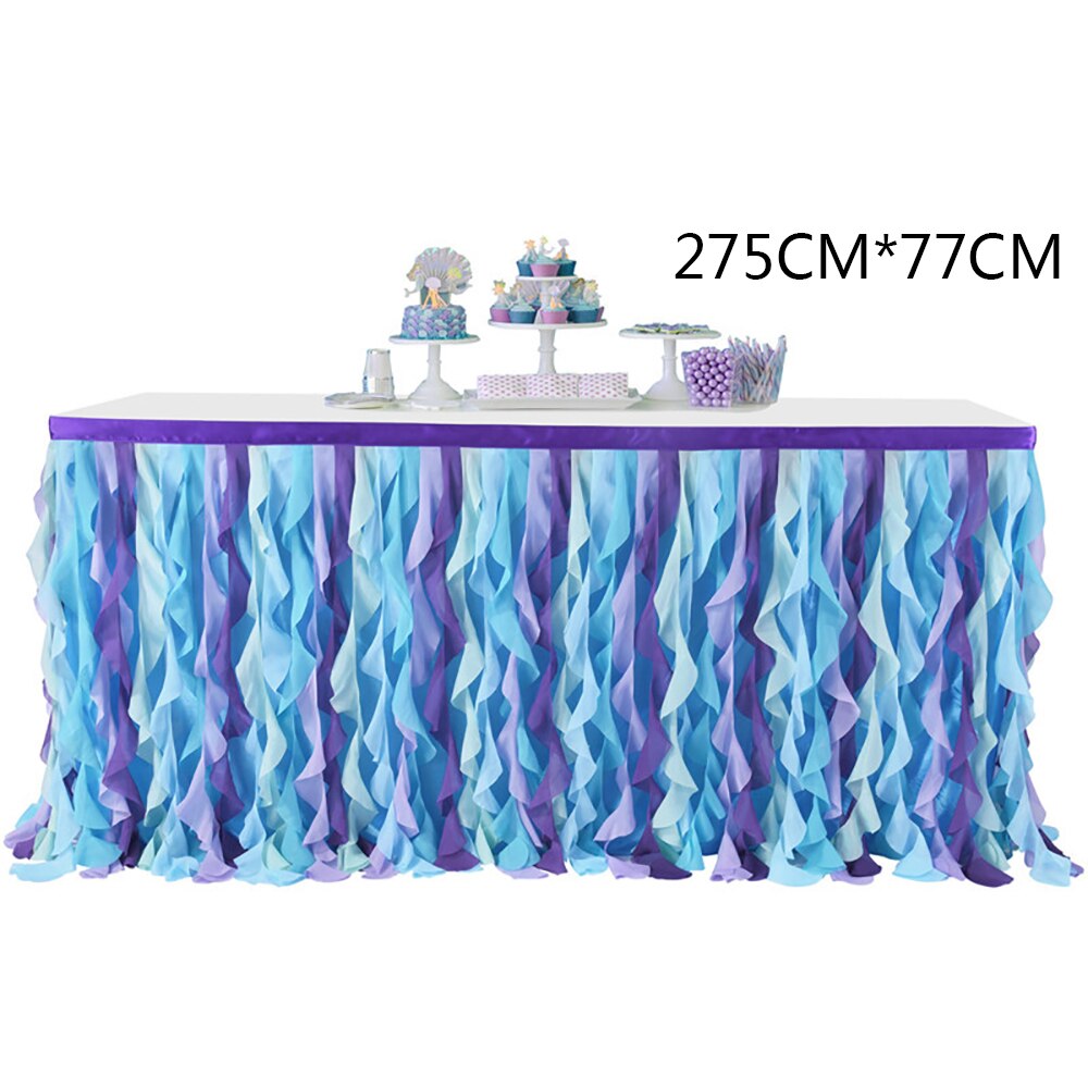 Falda De mesa De gasa con tema De unicornio, falda De mesa De princesa, Decoración De cumpleaños, tul, Bleu, Nappe De mesa, aniversario De boda: Mermaid  D