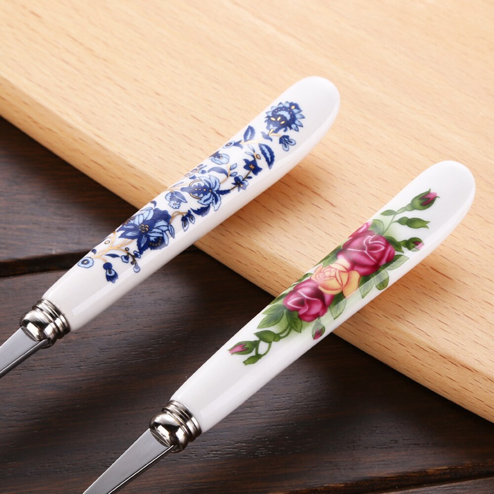Korean Stainless Steel Metal Ceramic Handle Tableware Spoon Chopsticks Fork Dinner Knife Free Combination Cutlery Set