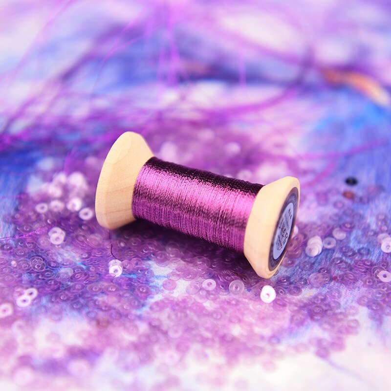 Serie rosa violeta de hilo de oro/hilo de bordado francés/carrete de bordado/hilo de bordado dorado colorido/50 metros/rollo: 3