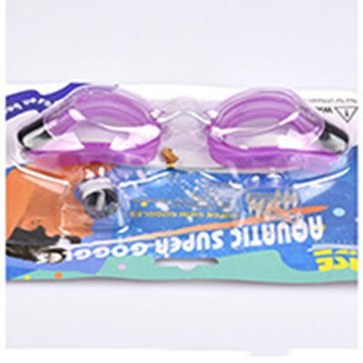 Adjustable Swimming Standing Glasses Goggles Swimming Goggles (earplugs + Nose Clip + Goggles) Three-piece Set: Purple